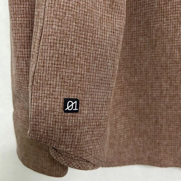 NWT Men’s Long Sleeve Button Down Classic Moisture Wicking Brown Shirt-Large - Picture 2 of 15